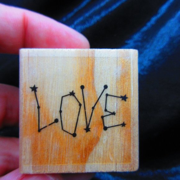 Love Wood Mounted Stamp 1.5" x 1.5" - Picture 1 of 3